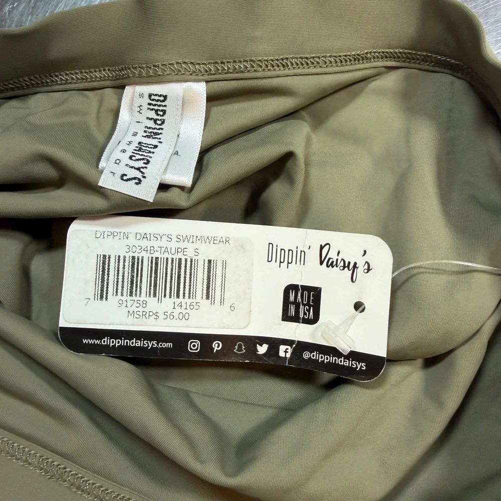 Dippin' Daisy's Bikini Bottoms Size Small Olive Green High‎ Waisted Cheeky New